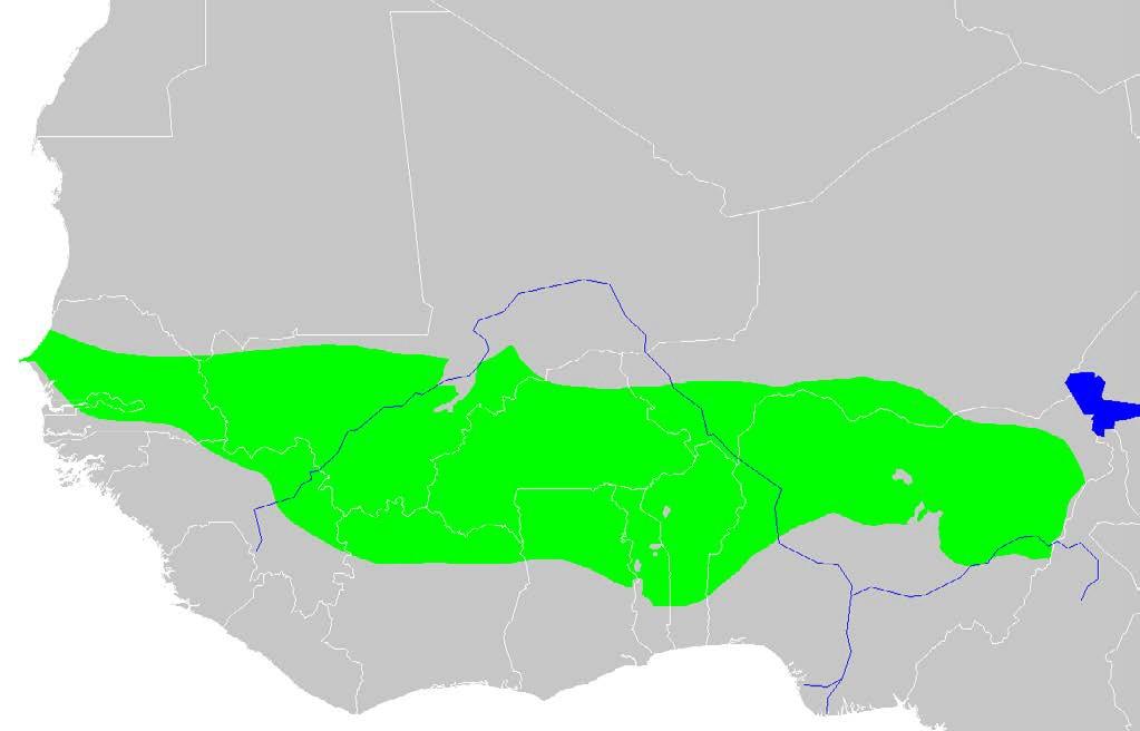 Map of Western Sudan with the area highlighted in green in the center.