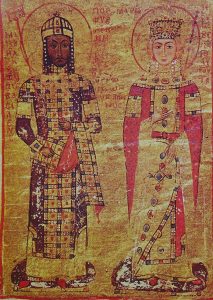 Manuel Komnenos and his wife, Maria of Antioch