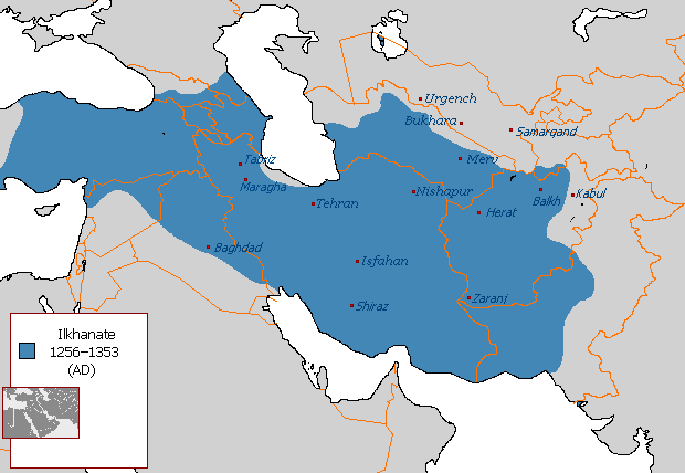 Map of the Khanate of the Ilkhans at its Greatest Extent, 1256 CE
