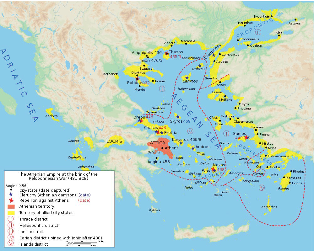 Map of The Athenian Empire in 431 BCE
