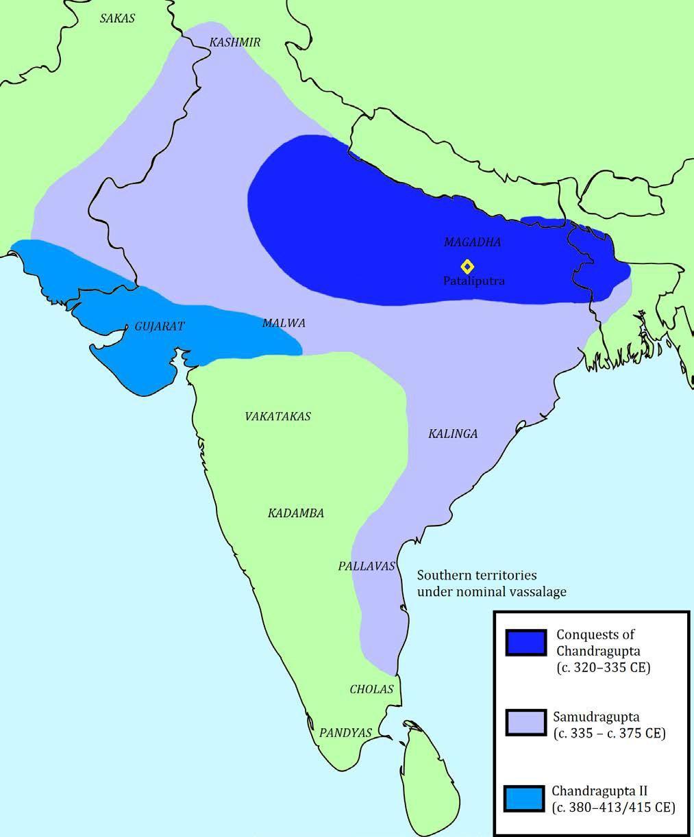 Map of The Gupta Empire in the third and fourth centuries CE