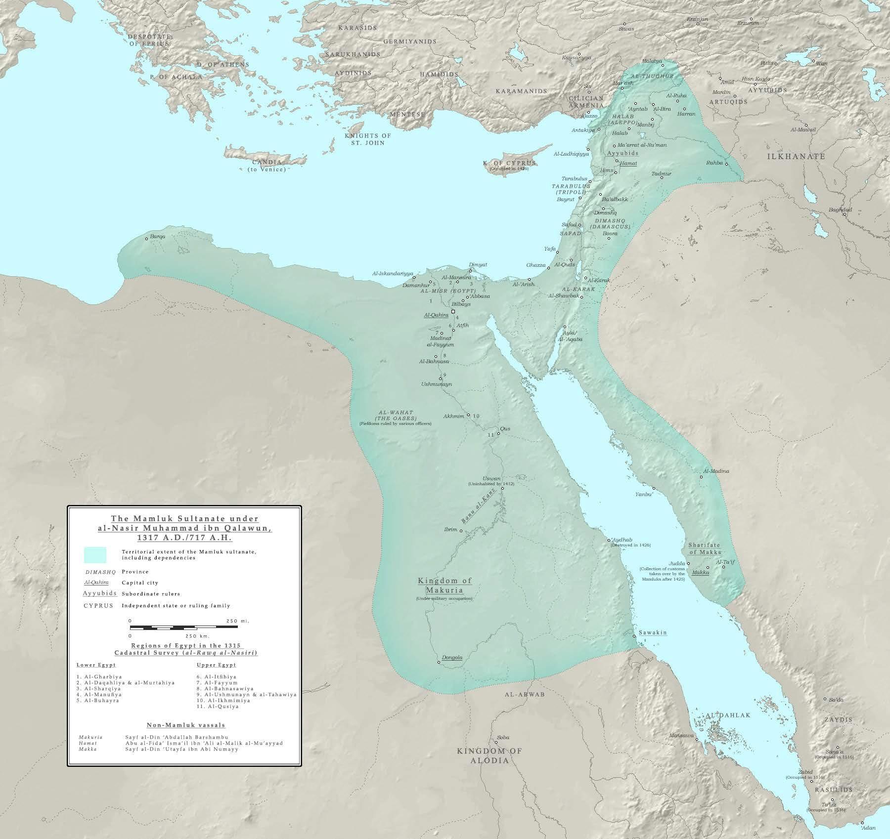 Map of the Mamluk Sultanate, 1317 CE