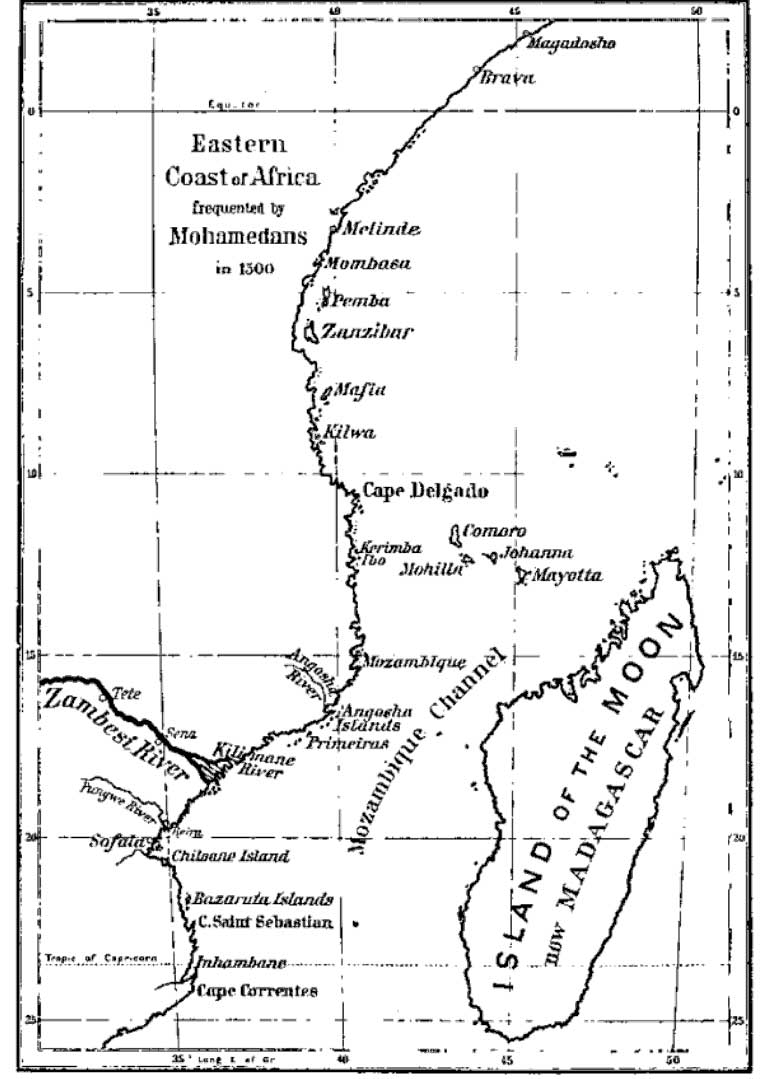 Map of The Swahili Coast of East Africa