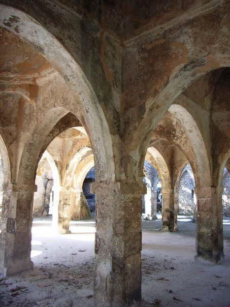 The interior coral blocks of the Great Mosque at Kilwa Kisawani