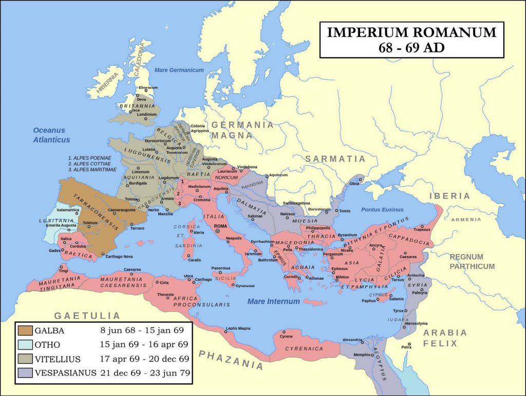 Map of the Roman Empire 68-69 CE