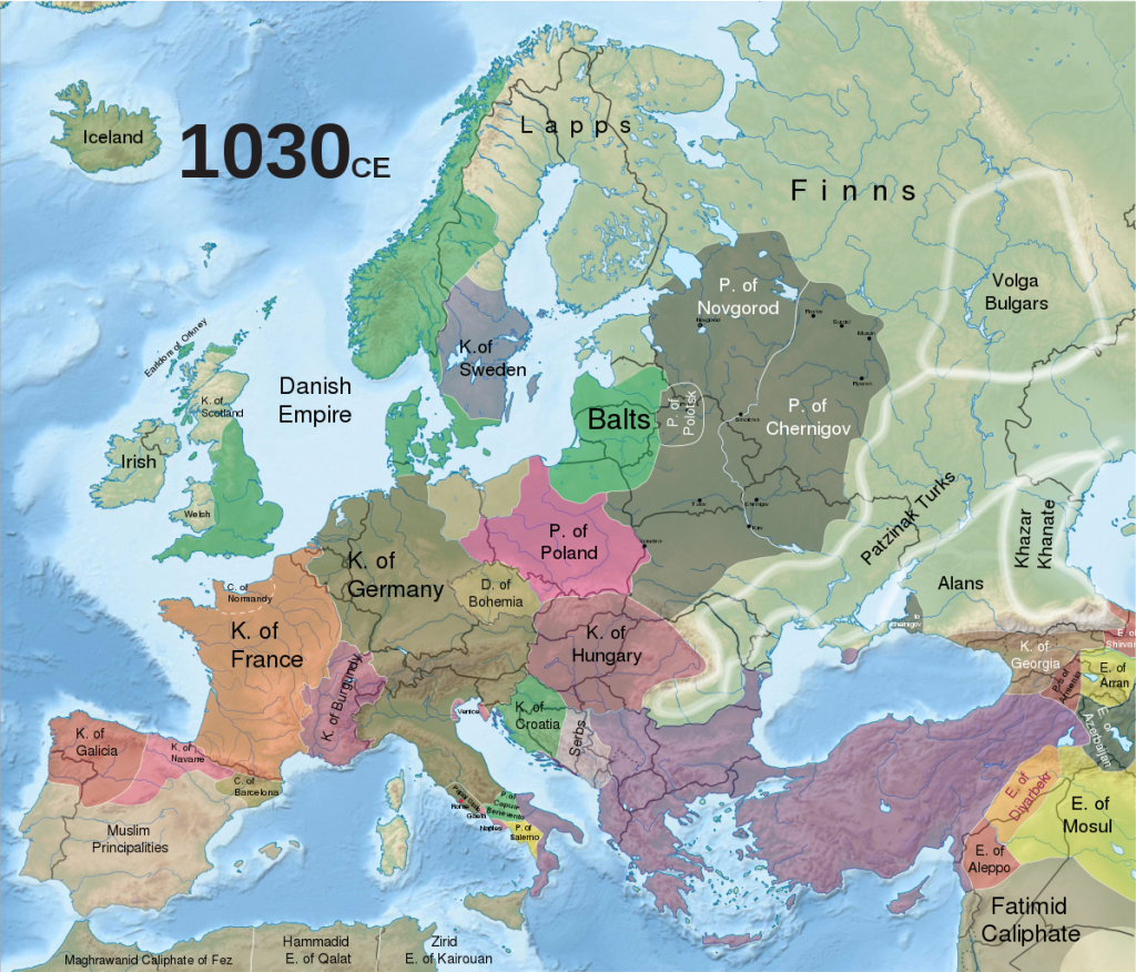 Map of Historical Map of Europe in 1030 CE