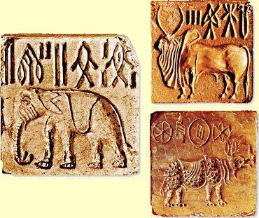 Photographs of three different seals from early river valley civilizations