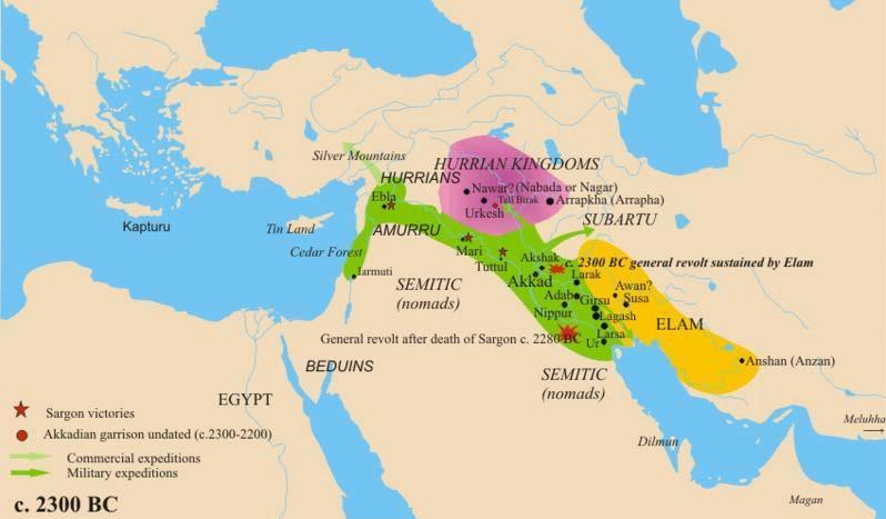 Map of The Middle East around 2300 BC