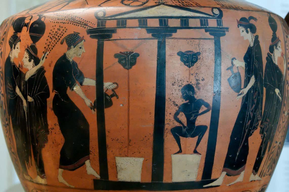 Attic Black-Figure Hydria, c. 520 BCE | Shows women getting water from a public fountain.