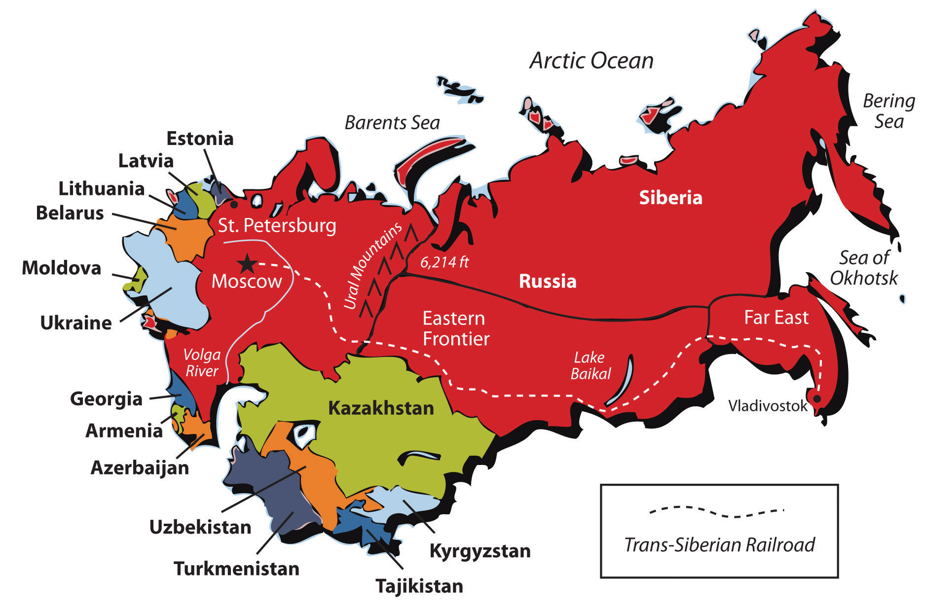 map of former soviet Russia