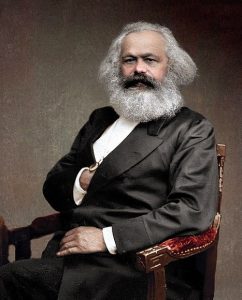 An early photograph of Karl marx by John Jabez Edwin Mayall, colored by Olga Shirnina