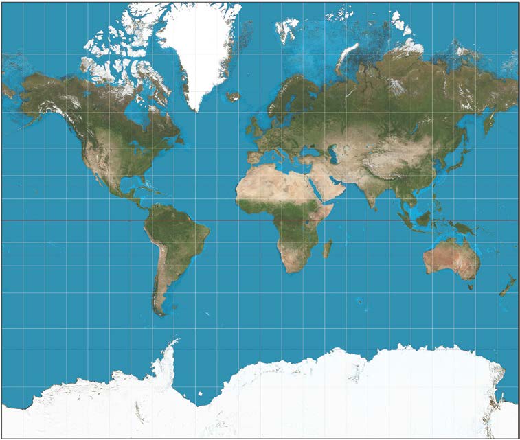 World Map with Mercator Projection.