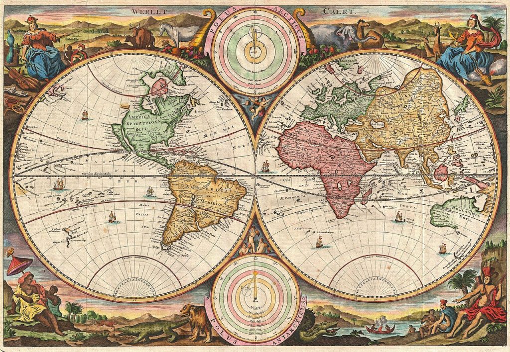 1730 Map of the World by Stoopendaal
