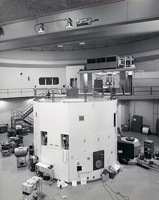 Inside a nuclear research reactor image.