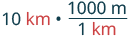 Writing 1 as a fraction relating kilometers and meters