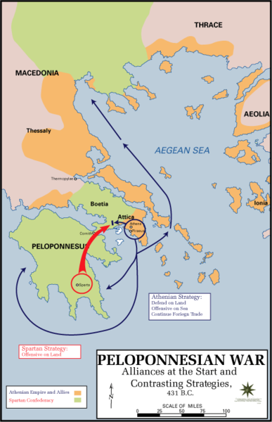 Map of allies in the Peloponesian war