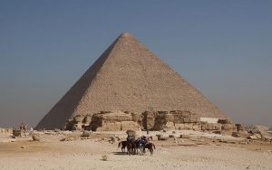 A present-day picture of the Great Pyramid, outside of Cairo.