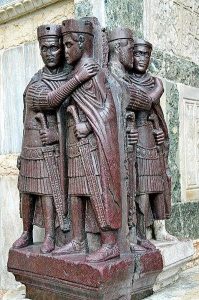A Roman depiction of the tetrarchy dating in stone on a way