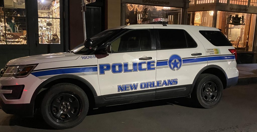 Police vehicle at night