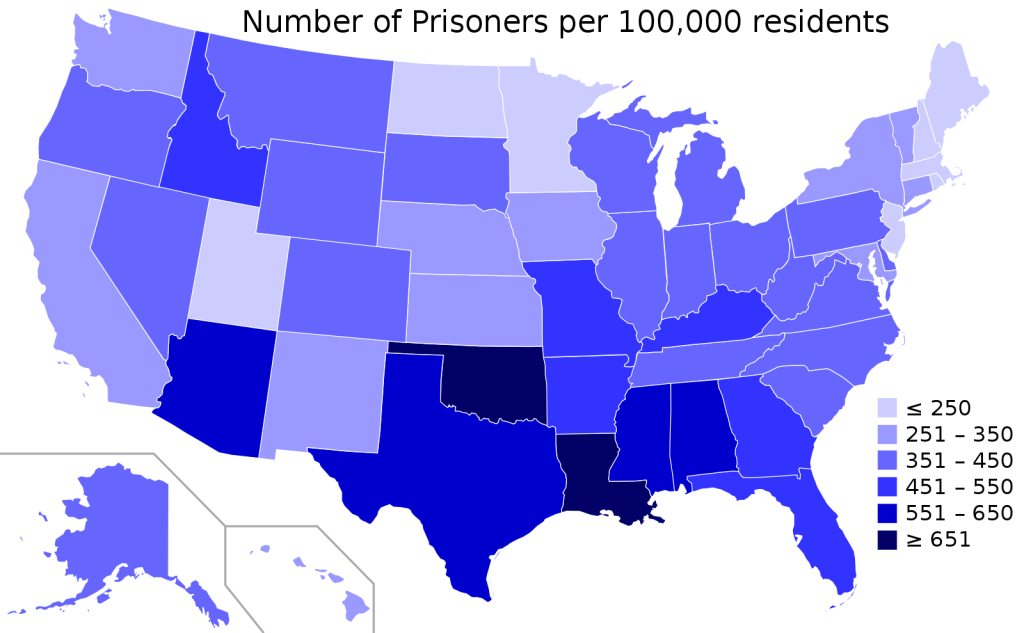 Number of Prisoners per 100,000 residents