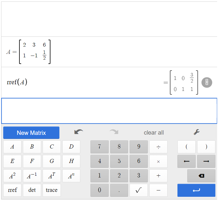 Augmented shop matrix calculator