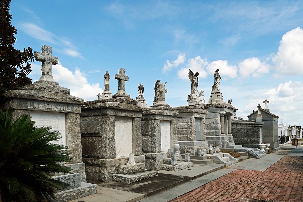 Photo of the above-ground-monuments in St. Louis Cemetery No. 3 in New Orleans, Louisiana.
