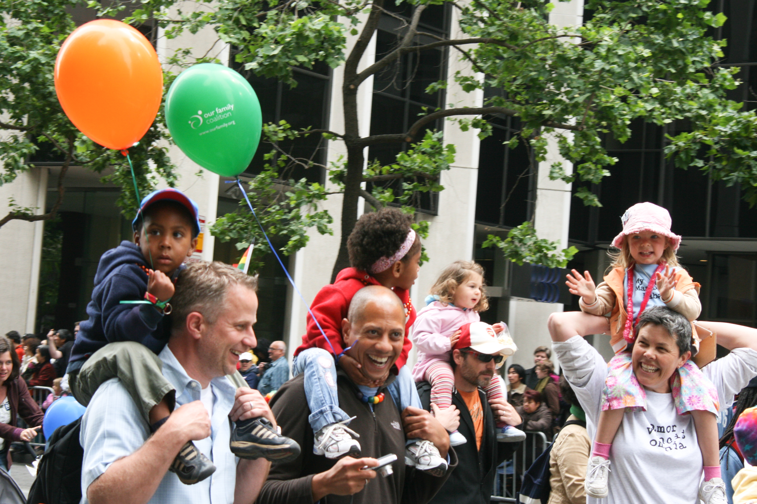 Families marching in a San Francisco Pride Parade