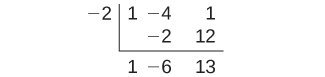 Image of Synthetic division chart for "show solution" b