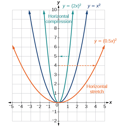 Graph of the vertical stretch and compression of x^2.