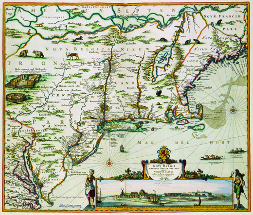 A 1684 map of New Netherland shows Dutch settlements.