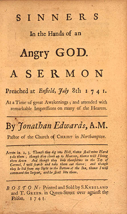 The frontispiece of Sinners in the Hands of an Angry God, A Sermon Preached at Enfield, July 8, 1741.