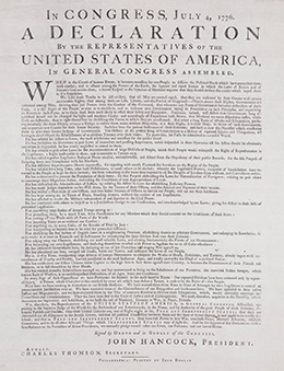 Image shows The Dunlap Broadsides of July 4, 1776.