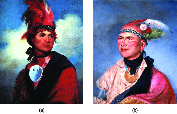 Image shows two portraits of Joseph Brant.