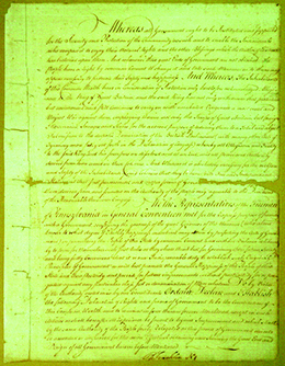 The first page of the 1776 Pennsylvania constitution.
