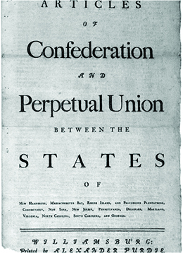 The first page of the 1777 Articles of Confederation.