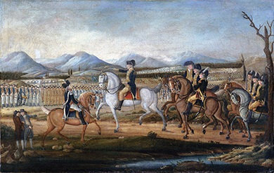 Painting depicts the massive force George Washington led to put down the Whiskey Rebellion