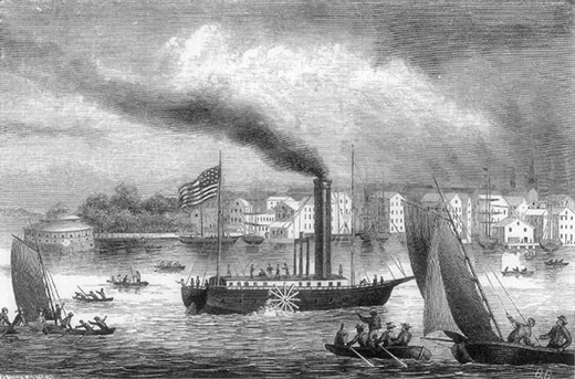 Illustration of a steamboat.