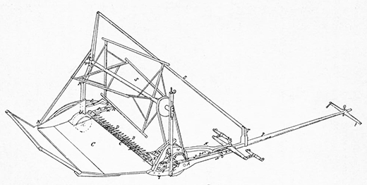 Sketch for an improved grain reaper invented by Cyrus Hall McCormick.