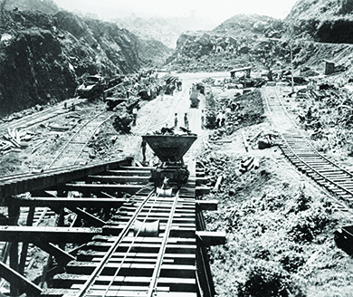 A photograph shows the excavation of the Culebra Cut in the construction of the Panama Canal.